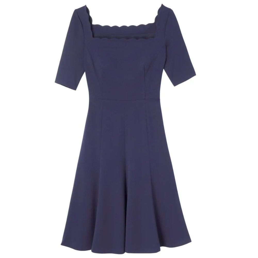 Gal Meets Glam Collection Maria Scallop Scuba Crepe Fit & Flare Dress View 2